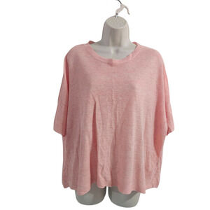 EILEEN FISHER Organic Linen Crewneck Top Pink Size L